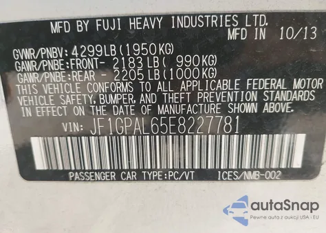 2014 Subaru Impreza 2.0I Sport Premium из США, поврежденный, VIN JF1GPAL65E8227781